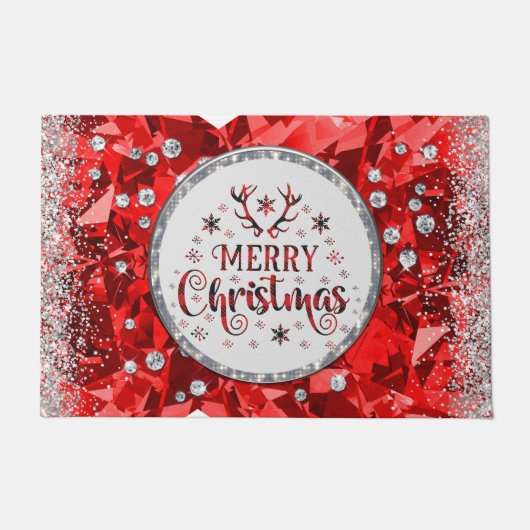 Red Gorgeous Emerald Frohe Weihnachten Fußmatte (Vorderseite)