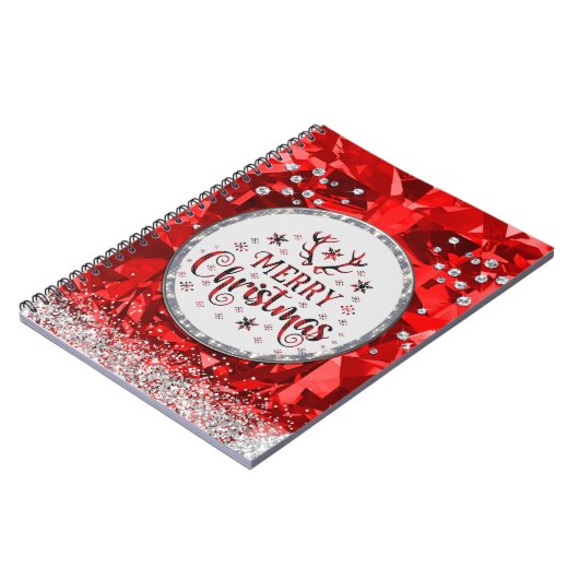 Red Gorgeous Emerald Frohe Weihnachten Notizblock (Linke Seite)