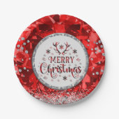 Red Gorgeous Emerald Frohe Weihnachten Pappteller (Vorderseite)