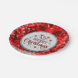Red Gorgeous Emerald Frohe Weihnachten Pappteller