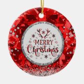 Red Gorgeous Emerald Frohe Weihnachtszeit Keramik  Ornament (Vorne)