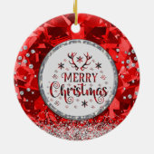 Red Gorgeous Emerald Frohe Weihnachtszeit Keramik  Ornament (Hinten)