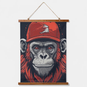 Red Gorilla Wandteppich Mit Holzrahmen