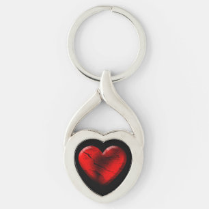 Red Goth Heart Keychain Schlüsselanhänger