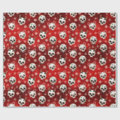 Red Goth Skull Weihnachtswrapping Paper Geschenkpapier (Flach)
