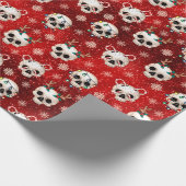 Red Goth Skull Weihnachtswrapping Paper Geschenkpapier (Ecke)