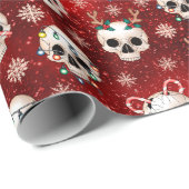 Red Goth Skull Weihnachtswrapping Paper Geschenkpapier (Rolleneckpunkt)
