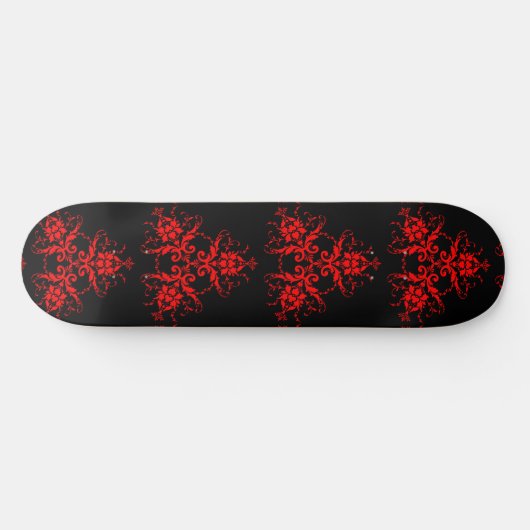 Red Goth Vintag Damask Skateboard (Horizontal)