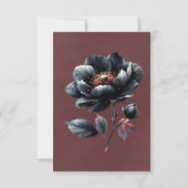 Red Gothic Black Floral Skull Wedding RSVP Karte (Rückseite)