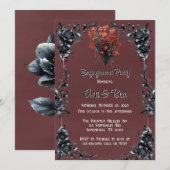 Red Gothic Black Rose Engagement Party Einladung (Vorne/Hinten)
