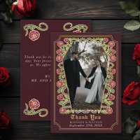 Red Gothic Coffin Rose Hochzeit Dankeschön Card