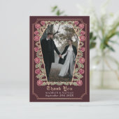 Red Gothic Coffin Rose Hochzeit Dankeschön Card Dankeskarte (Stehend Vorderseite)