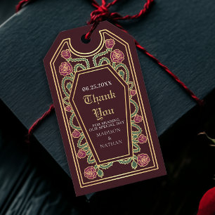 Red Gothic Coffin Rose Hochzeit Vielen Dank Geschenkanhänger