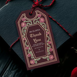 Red Gothic Coffin Rose Hochzeit Vielen Dank Geschenkanhänger