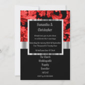 Red Gothic damask wedding foto Einladung (Vorderseite)
