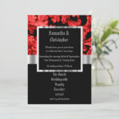 Red Gothic damask wedding foto Einladung (Stehend Vorderseite)