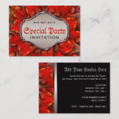 Red Gothic Fraktal Swirl Mini Party Einladungen (Vorne/Hinten)