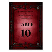 Red Gothic Halloween Alternative Wedding Tischnummer (Vorderseite)