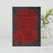 Red Gothic halloween wedding save the date Ankündigung (Stehend Vorderseite)