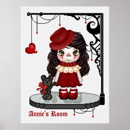 Red Gothic Liebe Doll Pixel Art Poster (Vorne)