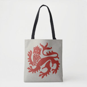 Red Gothic Revival Lion Tote Bag Tasche