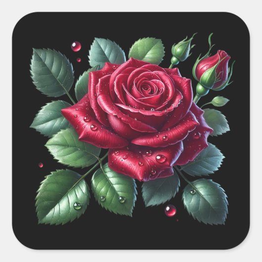 Red Gothic Rose Quadratischer Aufkleber (Vorderseite)