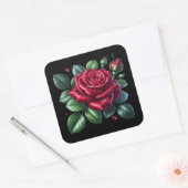Red Gothic Rose Quadratischer Aufkleber (Umschlag)