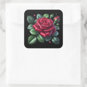 Red Gothic Rose Quadratischer Aufkleber (Tasche)