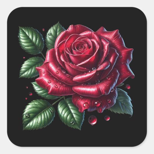 Red Gothic Rose Quadratischer Aufkleber (Vorderseite)
