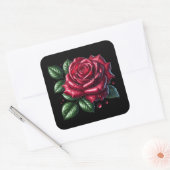Red Gothic Rose Quadratischer Aufkleber (Umschlag)