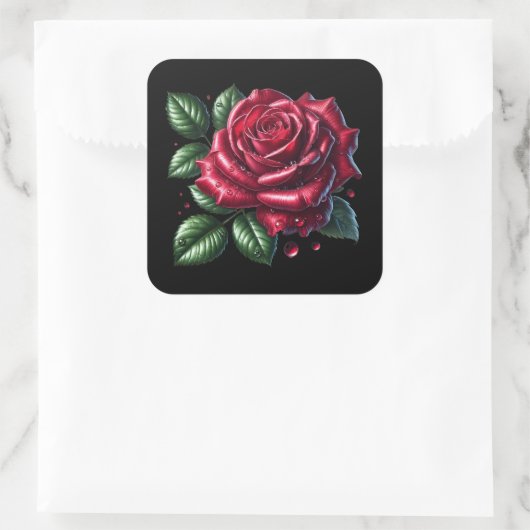 Red Gothic Rose Quadratischer Aufkleber (Tasche)
