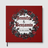 Red Gothic Rose Wedding Guest Book in Dark Romance Gästebuch (Vorderseite)