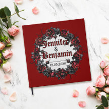 Red Gothic Rose Wedding Guest Book in Dark Romance