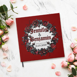 Red Gothic Rose Wedding Guest Book in Dark Romance Gästebuch