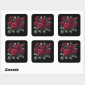 Red Gothic Roses Quadratischer Aufkleber (Blatt)