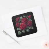 Red Gothic Roses Quadratischer Aufkleber (Umschlag)
