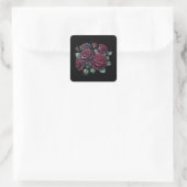 Red Gothic Roses Quadratischer Aufkleber (Tasche)
