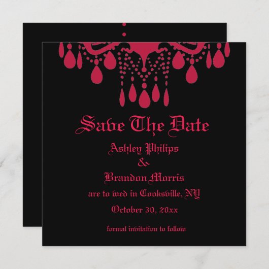 Red Gothic Save the Date (Vorne/Hinten)