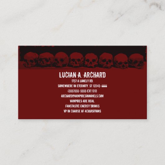 Red Gothic Skulls Business Card Visitenkarte (Vorderseite)