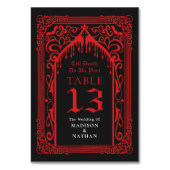 Red Gothic Vampire Cathedral Wedding Tischnummer (Rückseite)