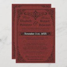 Red Gothic Viktorianisch Damask Einladung
