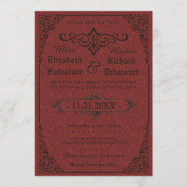 Red Gothic Viktorianisch Damask Speichern Sie die  Save The Date