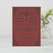 Red Gothic Viktorianisch Damask Speichern Sie die Save The Date (Stehend Vorderseite)