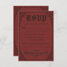 Red Gothic Viktorianisch Damask Wedding RSVP Cards