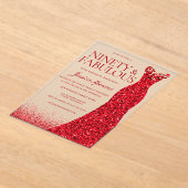 Red Gown 90. Geburtstagsparty Acryleinladungen (Ablage )