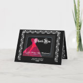 RED Gown & Lace - DANK YOU Bridesmaid Dankeskarte (Rückseite)