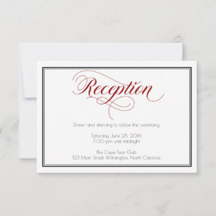 Red Graceful Script Wedding Reception Card Einladung