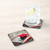 Red Grad Cap & Books Getränkeuntersetzer (Rechte Seite)