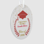 Red Grad Cap und Laurel Abschluss Ornament (Vorderseite)
