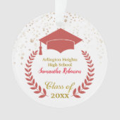Red Grad Cap und Laurel Abschluss Ornament (Vorderseite)